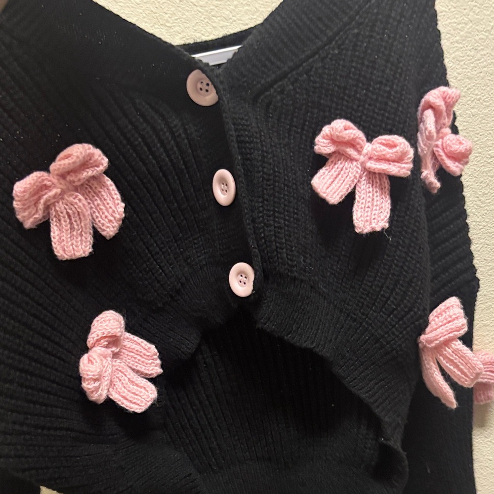 SHEIN Black Cardigan with Pink Accents
